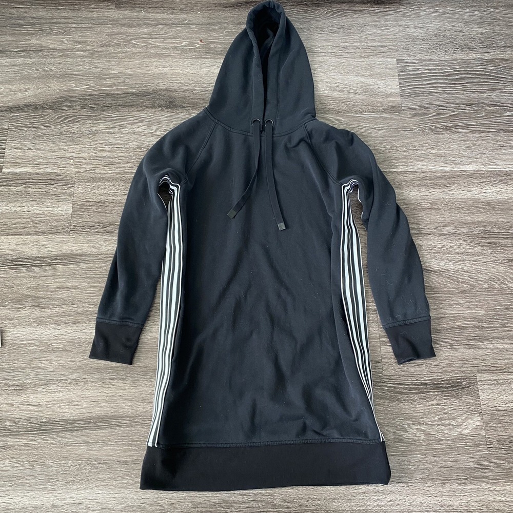 Athleta Long Sleeve Black Olympia Hoodie Sweatshirt Dress Size Small Pockets‎